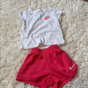 Nike White Tee and Pink Shorts Set